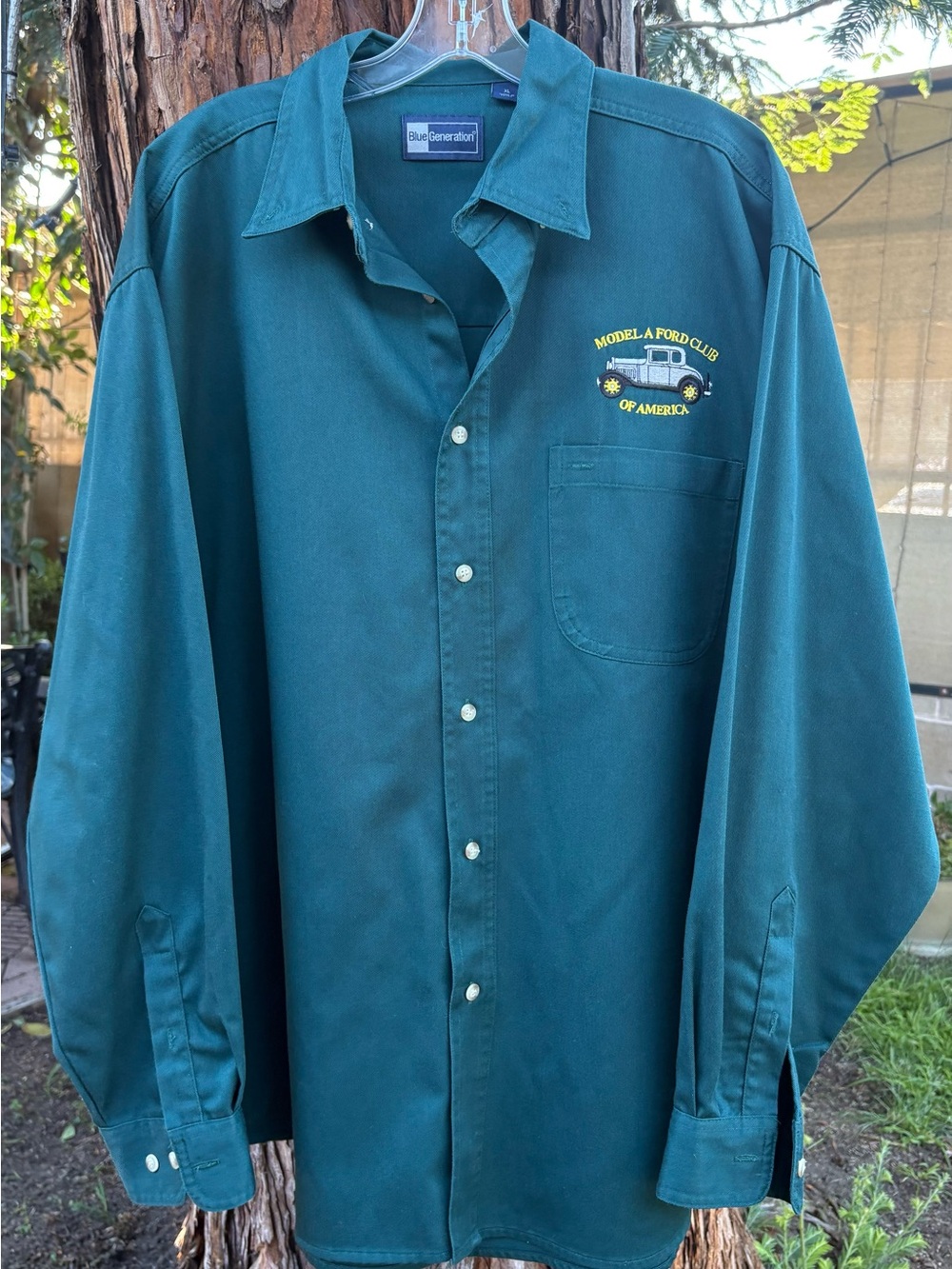 Model A Ford Club America Embroidered Shirt XL Blue Generation Button Front